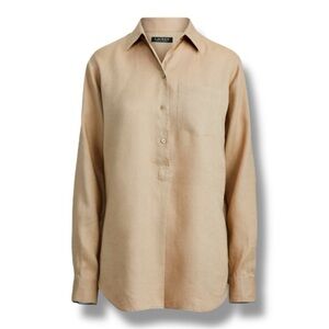 Lauren Ralph Lauren 100% Linen Tan Shirt XL